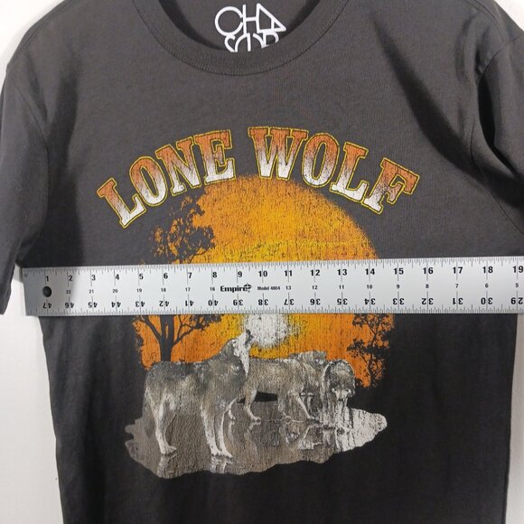 Chaser NWT "Lone Wolf" Small Graphic Short Sleeve Tee Brown, Orange, Cream, Gray - Picture 12 of 15